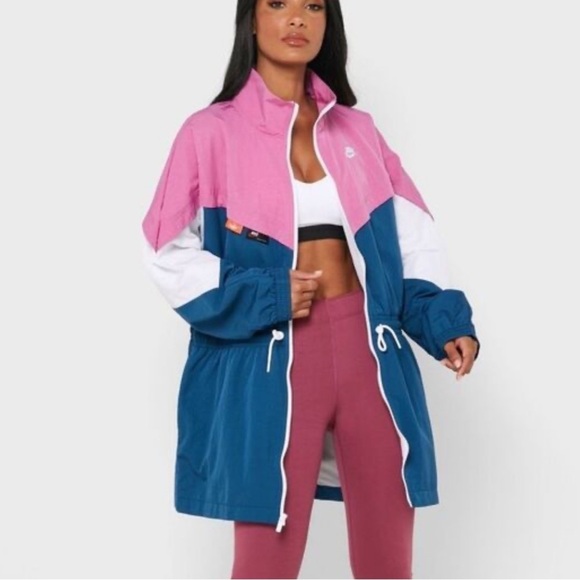 Nike women’s Sportswear Icon Clash Woven Track Jacket Blue Pink white 1X  Sporty - Picture 3 of 17